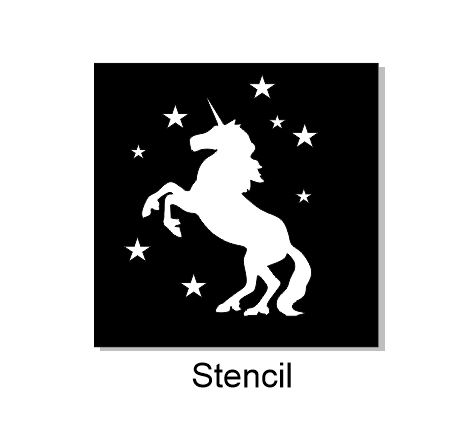 Unicorn standing stencil available in various sizes via drop dow